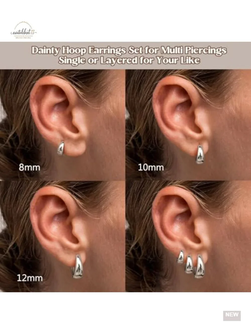 3 Pair 14K Gold Filled Huggie Hoop Earrings Set for Women Hypoallergenic
